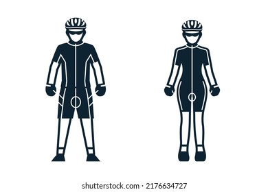 Cyclist, Sport Player, People and Clothing icons with White Background