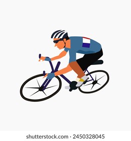 Cyclist Sportsman Character. Bicycle Active Sport Life and Healthy Lifestyle, Bike Rider Competition. Cartoon Vector Illustration