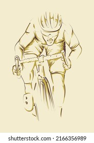 cyclist sprinting. unfinished hand drawing sketch style vector illustration. for announcement poster, presentation and advertisement.