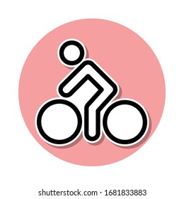 Cyclist sticker icon. Simple thin line, outline vector of web icons for ui and ux, website or mobile application