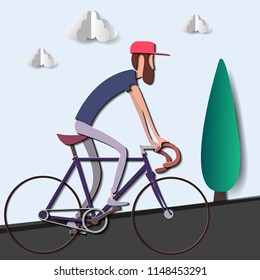 cyclist stylized vector, road cycling, cycling tour, cycling track bicycle