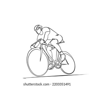 cyclist stylized vector, road cycling, cycling tour, cycling track, bicycle line art