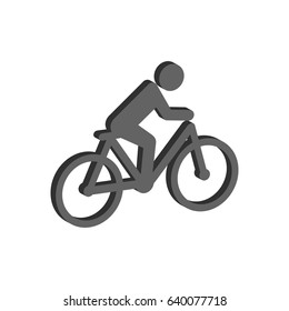 Cyclist symbol. Flat Isometric Icon or Logo. 3D Style Pictogram for Web Design, UI, Mobile App, Infographic. Vector Illustration on white background.