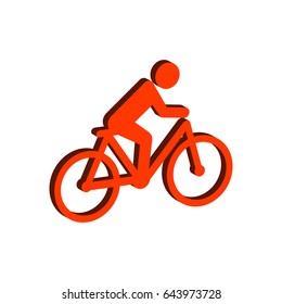 Cyclist symbol. Flat Isometric Icon or Logo. 3D Style Pictogram for Web Design, UI, Mobile App, Infographic. Vector Illustration on white background.