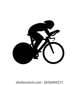 Cyclist Time-Trial Position Black Silhouette Icon Hunched Low Aerodynamic Racing Sports Art