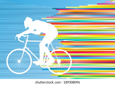 Cyclist vector background concept template made of stripes