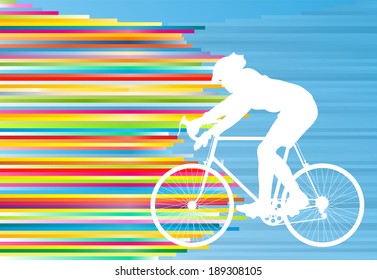 Cyclist vector background concept template made of stripes
