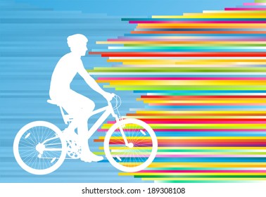 Cyclist vector background concept template made of stripes