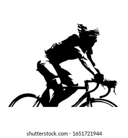 Cyclist vector ink drawing. Cycling, abstract vector silhouette. Side view