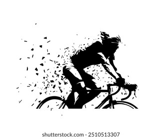 Desenho a tinta do vetor cíclico. Ciclismo, silhueta vetorial abstrata. Vista lateral