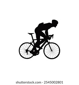 Cyclist vector. Silhouettes of people riding bicycles in different positions.