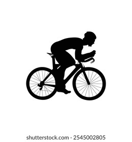 Cyclist vector. Silhouettes of people riding bicycles in different positions.