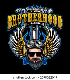 Cyclist Wing Piston Background Black Background, T-shirt Design, Biker, Motorcycle Club, Patch, Naked Bike, Cool Helmet, Motorrad, Motorradfahrer