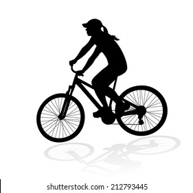 Cyclist Woman Silhouette Vector Stock Vector (Royalty Free) 212793445 ...