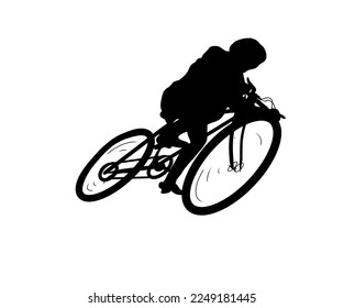 cyclists are cornering sharply with a white background