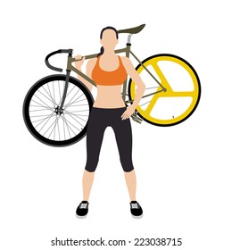Cyclists and fixed gear bicycle