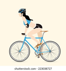 Cyclists and fixed gear bicycle