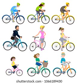 cyclists hurry on their business on colorful bicycles