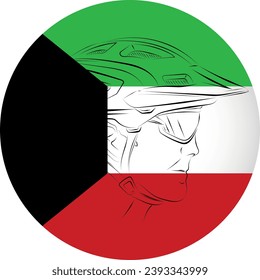 Ciclistas al fondo del vector de la bandera de Kuwait