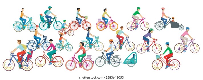 Cyclists on the cycle paths illustration