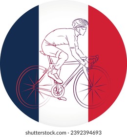 Cyclists on the French flag. French bicycle race vector