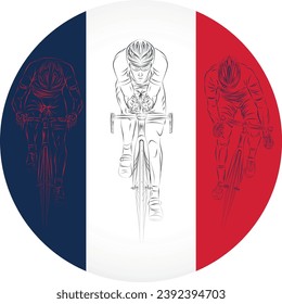 Cyclists on the French flag. French bicycle race vector