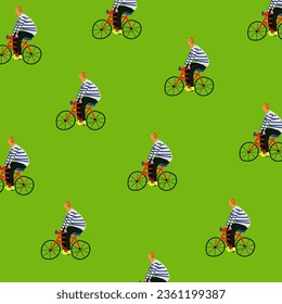 Cyclists riding at fast speed