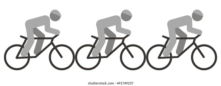 cyclists, team, vector icon