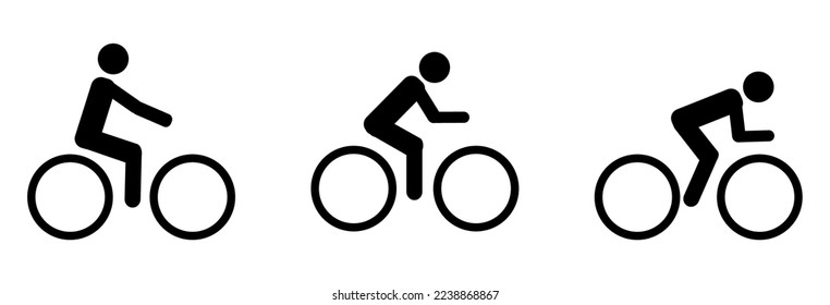 Cyclists of three bicycle types vector illustration