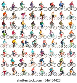 Cyclists vector set