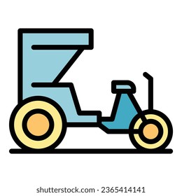 Cyclo trishaw icon outline vector. Old bike. Indian rickshaw color flat