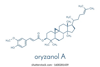Cycloartenyl ferulate or oryzanol A molecule. Major component of gamma-oryzanol (rice bran oil). Skeletal formula.