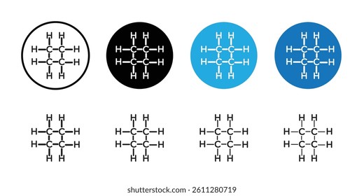 Cyclobutane molecular formula icon Thin line art collection