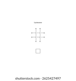 Cyclobutane Structure – Expanded and Skeletal Formula – Four-Membered Ring Alkane in Organic Chemistry