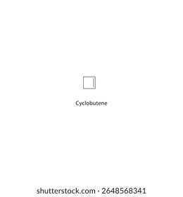 Estrutura esquelética de ciclobuteno. ilustração esquemática do composto de hidrocarbonetos cíclicos. Diagrama simples, fórmula química.
