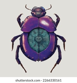 Cyclocephalini laporte violet beetle vector on white background