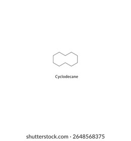 Estrutura esquelética do ciclodecano. Ilustração esquemática do composto de hidrocarbonetos alifáticos. Diagrama simples, fórmula química.