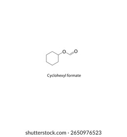 Cyclohexyl formate skeletal structure. Ester compound schematic illustration. Simple diagram, chemical formula.