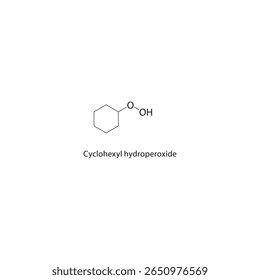Estrutura esquelética de hidroperóxido de ciclohexilo. Ilustração esquemática do composto de hidroperóxido. Diagrama simples, fórmula química.