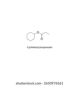 Estrutura esquelética de propanoato de ciclohexilo Ilustração esquemática do composto de ésteres. Diagrama simples, fórmula química.