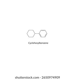Estrutura esquelética do ciclohexilbenzeno. ilustração esquemática do composto de hidrocarbonetos. Diagrama simples, fórmula química.