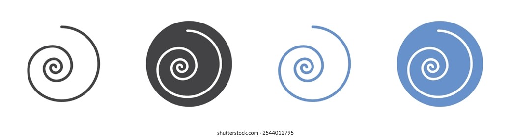 Cyclon-Symbol Flaches Set in schwarz-weißer Farbe