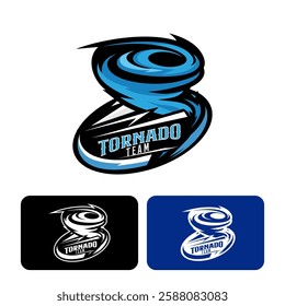 Cyclon Tornado Hurricane Thunderstorm Windstrom American Sports Style Team Club Academy Logo Template Vector