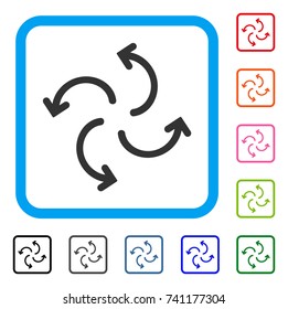 Cyclone Arrows icon. Flat grey iconic symbol in a light blue rounded square. Black, gray, green, blue, red, orange color variants of Cyclone Arrows vector. Designed for web and application interfaces.