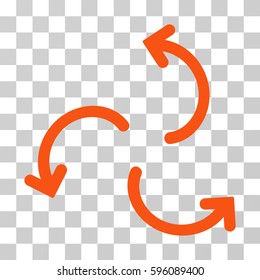 Cyclone Arrows icon. Vector illustration style is flat iconic symbol, orange color, transparent background. Designed for web and software interfaces.