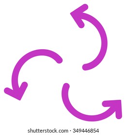 Cyclone Arrows vector icon. Style is flat symbol, violet color, rounded angles, white background.