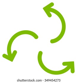 Cyclone Arrows vector icon. Style is flat symbol, eco green color, rounded angles, white background.