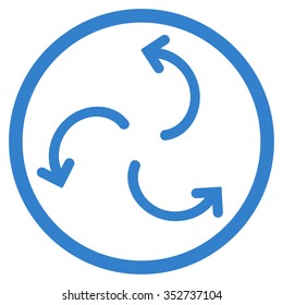 Cyclone Arrows vector icon. Style is flat circled symbol, cobalt color, rounded angles, white background.