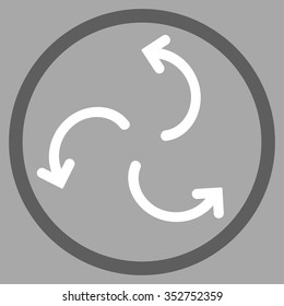 Cyclone Arrows vector icon. Style is bicolor flat circled symbol, dark gray and white colors, rounded angles, silver background.