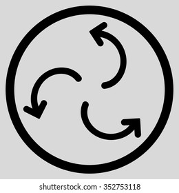 Cyclone Arrows vector icon. Style is flat circled symbol, black color, rounded angles, light gray background.